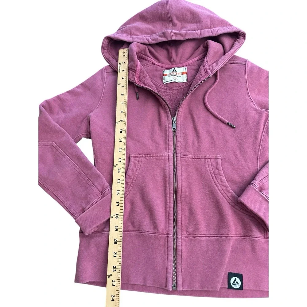 American Giant Hoodie Sweatshirt Womens Medium Vintage Wash Pink Pockets #HR-6‎ - Picture 7 of 9